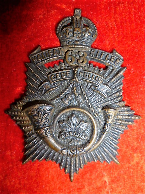 MM191 -  63rd Halifax Rifles Cap Badge